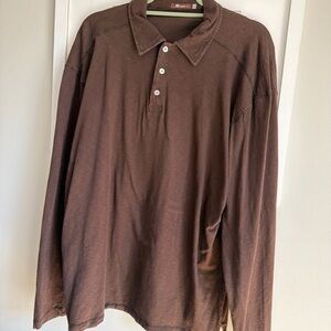 Agave Lux Long-Sleeve Polo in Brown
